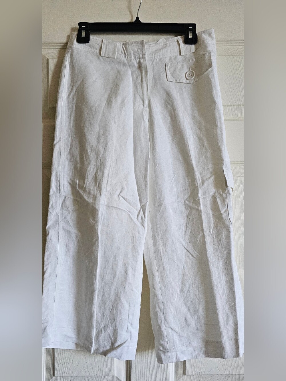 White Ladies Linen-Blend Wide Leg Pants Size 6